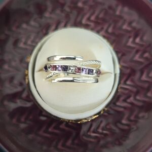 NWOT Silver Channel-Set Ring with Purple, Blue, Pink, & Clear Stones